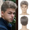 Salaibs Grey Short Wigs for Men Natural Layered Realistic Synthetic Wigs for Male Guy Halloween Daily Wig