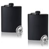 GADIEDIE2 pcs Hip Flask for Liquor for Men Matte Black Stainless Steel Leakproof and Funnel, with Never-Lose Metal Cap, Drinking Flasks for Wedding Party Gift Outdoor Activities, 8 Oz
