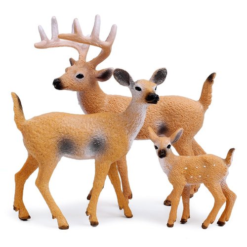 RESTCLOUD Deer Figurines Cake Toppers, Deer Toys Figure, Small Woodland Animals Set of 3