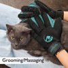 COOLJOB Patented Pet Grooming Gloves, Pet Shampoo Bathing Brush for Men, Gentle Deshedding Brush Glove, Hair Removal Mitt for Cat, Dog, Horse, Rabbit, 384 Rubber Tips，Black & Blue, One Pair, Medium