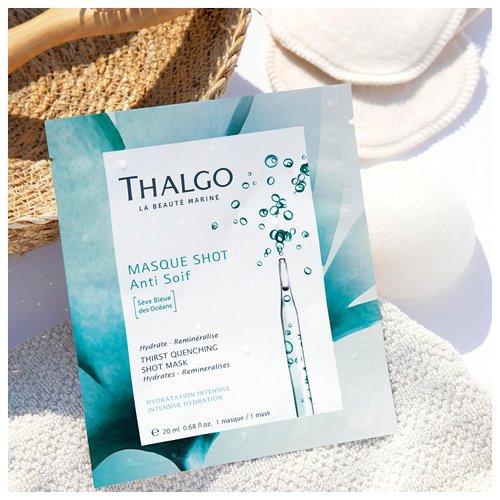 THALGO THALGO Marine Skincare, Thirst Quenching Shot Mask, Blue Ocean Sap and Hyaluronic Acid Face Mask, 1-Mask, 20ml, 0.68 fl. oz.