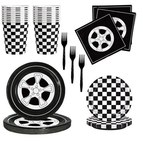 Race Car Birthday Party Supplies Race Car Birthday Party Decorations Race Car Themed Plates and Napkins Cars Birthday Party Supplies for Boys Two Fast Racing Truck Wheel Party Supplies