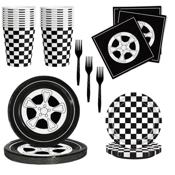 Race Car Birthday Party Supplies Race Car Birthday Party Decorations Race Car Themed Plates and Napkins Cars Birthday Party Supplies for Boys Two Fast Racing Truck Wheel Party Supplies