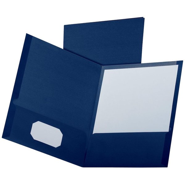 Oxford Linen Finish Two-Pocket Folders, Navy, Letter Size, 25 per box (53443)