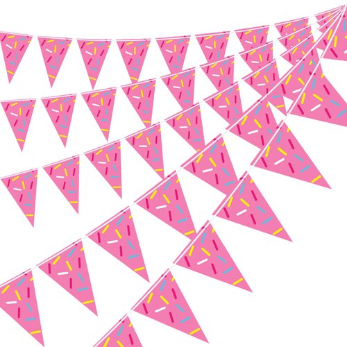 Donut Party Decorations Donut Birthday Pennant Banner, 5 Packs Donut Grow Up Triangle Flag Party Supplies, Doughnut Birthday Themed Bunting Banner Sign Decor