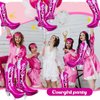 Wettarn 6 Pcs Cowgirl Boot Balloons 30 Inch Cowgirl Balloons Foil Balloon for Last Rodeo Bachelorette Party, Cowgirl Birthday Decorations and Party Supplies (Pink)