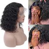 yuccy Curly Bob Wig Human Hair 13X4 Water Wave Lace Front Wig Human Hair Pre Plucked 250% Density Curly Bob Wigs for Women Natural Color 16 Inch…