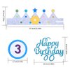 HexinYigjly Children's birthday crowns, changeable numbers 0-9, 3D stickers, fabric crown gifts for boys and girls, party decorations (blue)