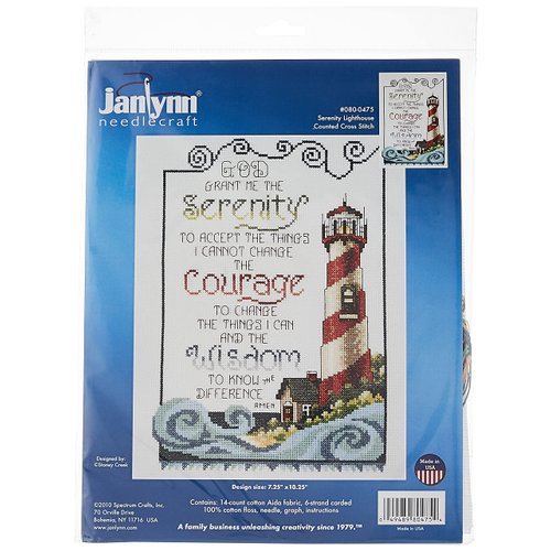 Janlynn Serenity Lighthouse Counted Cross Stitch Kit, Multi-Colored