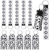 20 Pcs Soccer Lipstick Holder Soccer Keychains Bulk Soccer Gifts for Team Soccer Portable Wristlet Keychain Lanyard for Lipstick