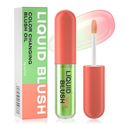 Color Changing Blush Oil - Lightweight Liquid Blush for Cheeks with a Dewy Natural Finish - Reacts to Your Skin's pH for a Customized Look (green)
