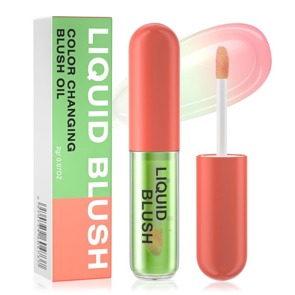 Color Changing Blush Oil - Lightweight Liquid Blush for Cheeks with a Dewy Natural Finish - Reacts to Your Skin's pH for a Customized Look (green)