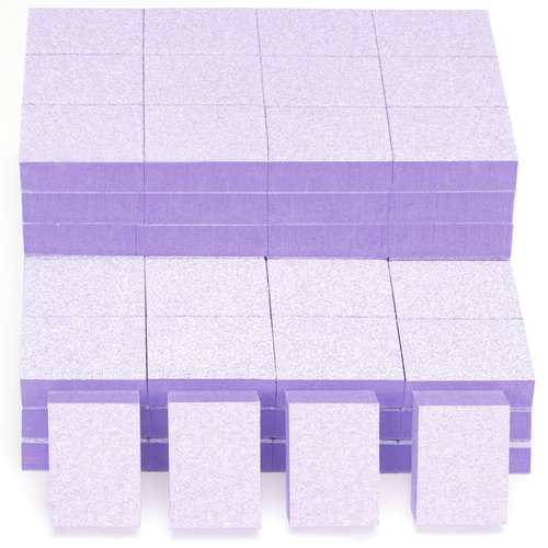 GazePlus Nail Buffer Block, 100 PCS Mini Buffers, 2 Way Coarse Grit 80/100, 1.3 inch Long, Small Buffing Kits for Acrylic Nail Gel Polish Nails, Pedicure, Manicure, Purple