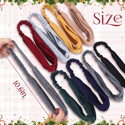Hoteam 8 Pack Twist Knotted Headbands Christmas Stocking Stuffers for Women Funny Christmas Gift Box White Elephant Exchange Ideas for Women Headwrap Yoga Workout Vintage Hair Accessories