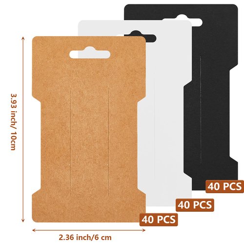 Outus 120 Pieces Hair Clip Display Cards - 6 x 10 cm Kraft Paper Rectangular Card Holders for Hair Bows, Barrettes, and Accessories Organizing in 3 Colors