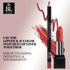 BL Color Matched Lip Liner & Lipstick Set (Red) - Full-Coverage Argan Long Lasting Lipstick and Lip Liner Set With Natural Oils for Nourishment, Hydration, & Protection - Chemical-Free