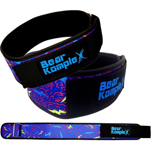 Bear KompleX 4" Straight Weightlifting Belt for Powerlifting, Squats, Weight Training & More. Low Profile with Super Firm Back for Maximum Stability & Exceptional Comfort. Straight Lightning M