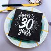 CHANGCAO50Pieces BlackandSilver30th Birthday Napkins30th Wedding Anniversary Napkins30th Birthday Decorative Men's and Women's Party Supplies Cocktail Napkins in a black, Cheers to 30 Years