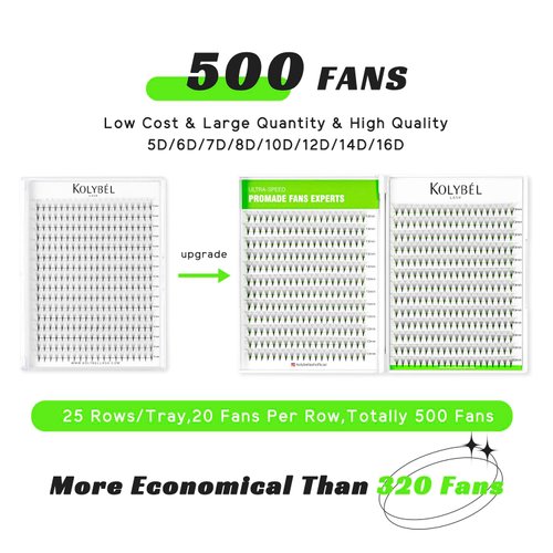 500 Premade Fans Eyelash Extensions 8-15mm Mixed Length Promade Lash Fans C/D Curl Premade Fans Pointed Thin Base Handmade Volume Premade Lash Extensions Fans(10D,0.07-D-8-15MM)