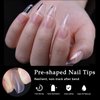 AddFavor 600pcs Almond Nail Tips, Medium Almond Gel X Nail Tips Clear Fake Nails Full Cover Acrylic Nail Tips for Extension Nail Manicure Salon Home DIY
