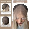 21AE Ombre Ash Blonde Wig with Baby Hair Pre plucked White Grey Balayage Highlights Streaks Platinum Blonde Lace Front Wigs for White Women Straight Bob Japanese Synthetic Wig Soft as Human Hair
