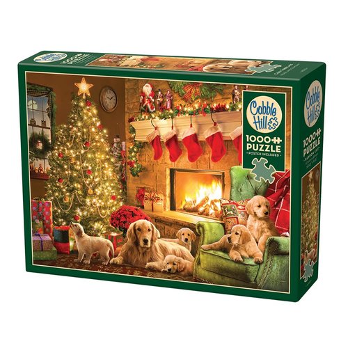 Cobble Hill 1000 Piece Puzzle - Cozy Fireplace - Sample Poster Included