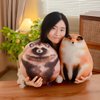 Cat Plush Body Pillow，Soft Plushies, Kitten Fox Raccoon Plush Throw Doll Big Plush Toys，Gift for Girls Boys Girlfriend
