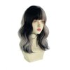 WKLOUYHE Short Wavy Wig with Bangs for Women Shoulder Length Bob Curly Women's Synthetic Wigs Heat Resistant Hair for Cosplay Halloween Daily Party Use(White Grey Black Highlight)