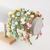 KorViSHOW Handmade Flower Crown Flower Headpiece Green Leaf Headband Wedding Flower Crowns for Bride Floral Garland Hair Wreath Birthday Party(Yellow Style)