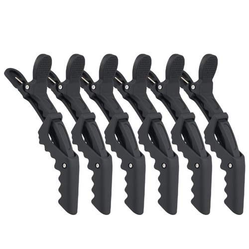 GlamorDove Allogator Hair Clips Matte Black 6Pcs Hair Sectioning Clips for Hair Styling Coloring Washing Cutting Professional Non Slip Clips for Women Salon