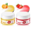 2 Pack Strawberry Orange Lip Scrub Set, Long Lasting Moisturizing Lip Scrubber Exfoliator, Cleansing Hydrating Lip Exfoliator Scrub and Moisturizer Kit for Chapped Dry Lips