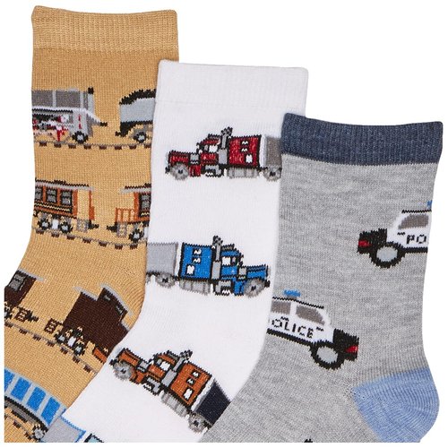 Jefferies Socks Little Boys Trains Trucks Cars Pattern Crew Socks 6 Pack, Multi, X-Small