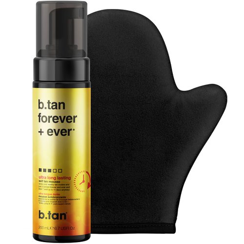 b.tan Ultra Long Lasting Self Tanner Mousse & Mitt | Forever Bundle - Sunless Tanner foam Lasts Up to 11 Days Self Tanning Mitt Applicator, 1 Hour Tanner, Fast Self Tan, No Fake Tan Smell, 6.7 Fl Oz
