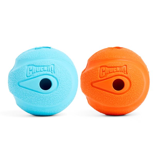 Chuckit! The Whistler Ball Dog Toy - Bouncy Fetch Balls That Make Noise For Dogs 20-60 lbs - Made from Durable Rubber - Outdoor Pet Toys - Size Medium - 2.5-inch Diameter - Pack of 2