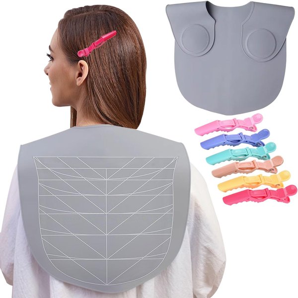 Hair Cutting Guide Cape Hair Cutting Collar for Hairstylists with Guidelines Weighted Hair Cutting Mat Silicone Waterproof Haircut Shoulder Mat (Gray)