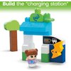 Mega BLOKS Fisher-Price Toddler Building Blocks, Green Town Charge & Go Buswith 34 Pieces, 2 Figures, Toy Gift Ideas for Kids
