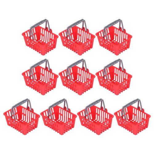 Mini Plastic Baskets 10Pcs Mini Shopping Basket with Handles Grocery Basket Small Toy Kitchen Basket for Party Favors Kitchen Toys Dollhouse Accessories