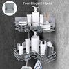 Nieifi Adhesive Corner Shower Caddy Shelf Basket Rack with Hooks, Rust Proof Stainless Steel Bathroom Shelf Shampoo Holder No Drilling 2 Pack
