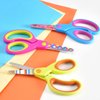 Zicolu Kids Scissors Set of 3 pack, Safety Children Scissors, Craft Scissors with Blunt Tip Floral Print Blade and Soft Grip, Great for Home and School, Blue/Purple/Yellow