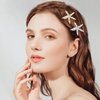 8 Pcs Starfish Hair Clips Rhinestone Pearl Hair Barrettes Crystal Hair Pins Wedding Hair Pieces Sea Star Beach Mermaid Hair Accessories for Women Girls