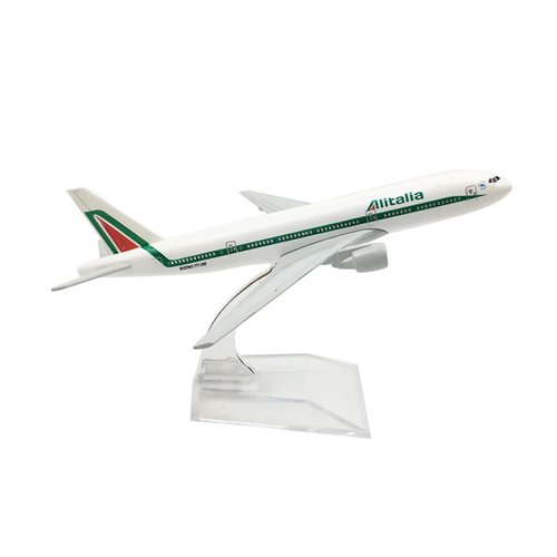 ZEZEFUFU 1/400 Scale Alitalia 777 Plane Aircraft Model Simulation Plane Souvenir Static Model with Display Stand