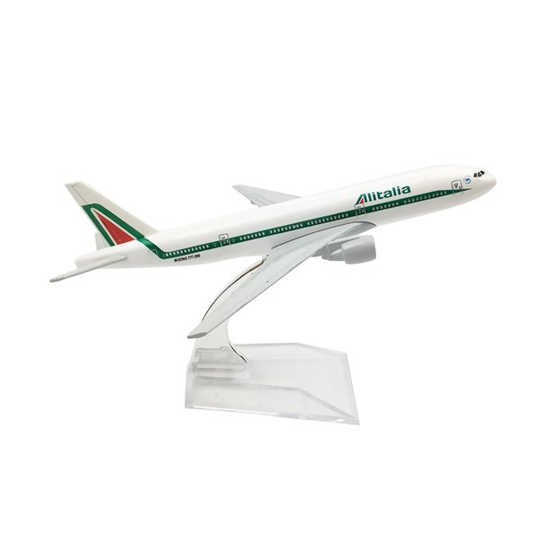 ZEZEFUFU 1/400 Scale Alitalia 777 Plane Aircraft Model Simulation Plane Souvenir Static Model with Display Stand