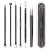 Pimple Popper Tool Kit, 6 Pcs Blackhead Remover Acne Needle Tools Set Removing Treatment Comedone Whitehead Popping Zit for Nose Face Skin Blemish Extractor Tool - Black
