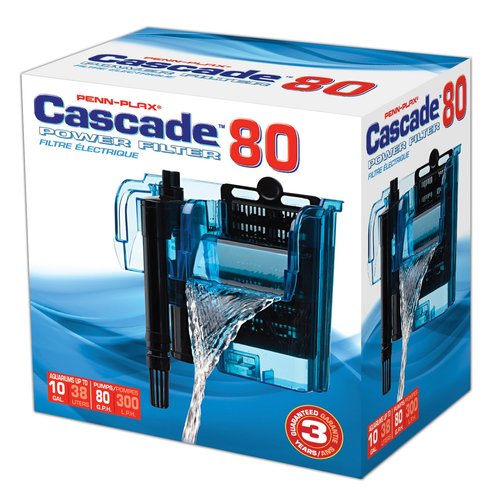 Penn-Plax Cascade 80 Power Filter – Hang-On Filter with Quad Filtration – Great for Freshwater and Saltwater Setups