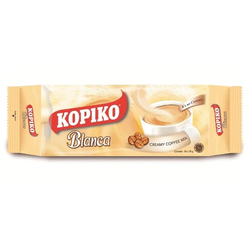 Kopiko Creamy Blanca Long Pack 3 in 1 Instant Coffee Mix 30 Bags, 30g