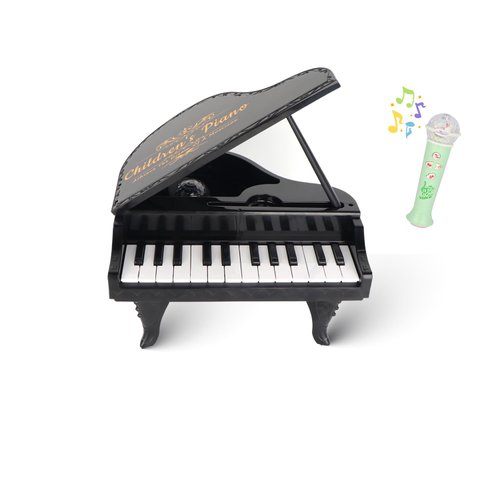 Children’s Piano Toy, Miniature Piano，with Kids Microphone Toy，24 Keys Keyboard Instrument for Ages 3+ Music Introduction (Green)