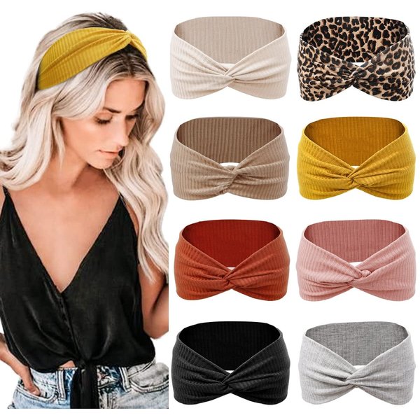 Tobeffect Headbands for Women Non Slip for Short Hair. Yoga Workout Running Sport Elastic Hair Bands for Women's Hair Twist Turban Hair Wrap for Girls