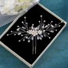 Barode Rhinestones Bridal Wedding Hair Pins Silver Flower Hairpin Pearl Bride Hair Accessories for Women and Girlss (Silver)