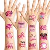 HOWAF 96 Pieces Breast Cancer Awareness Tattoos Face Tattoos Pink Ribbon Waterproof Temporary Tattoos Stickers for Girls Hope Fight Breast Cancer Party Fundraising Event Face Body Tattoo Accessories