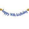 SUNbetterland Blue glitter Happy 90th Birthday Banner, Pre-Strung,Man's 90th Birthday Party Decorations Supplies, Happy 90th Birthday